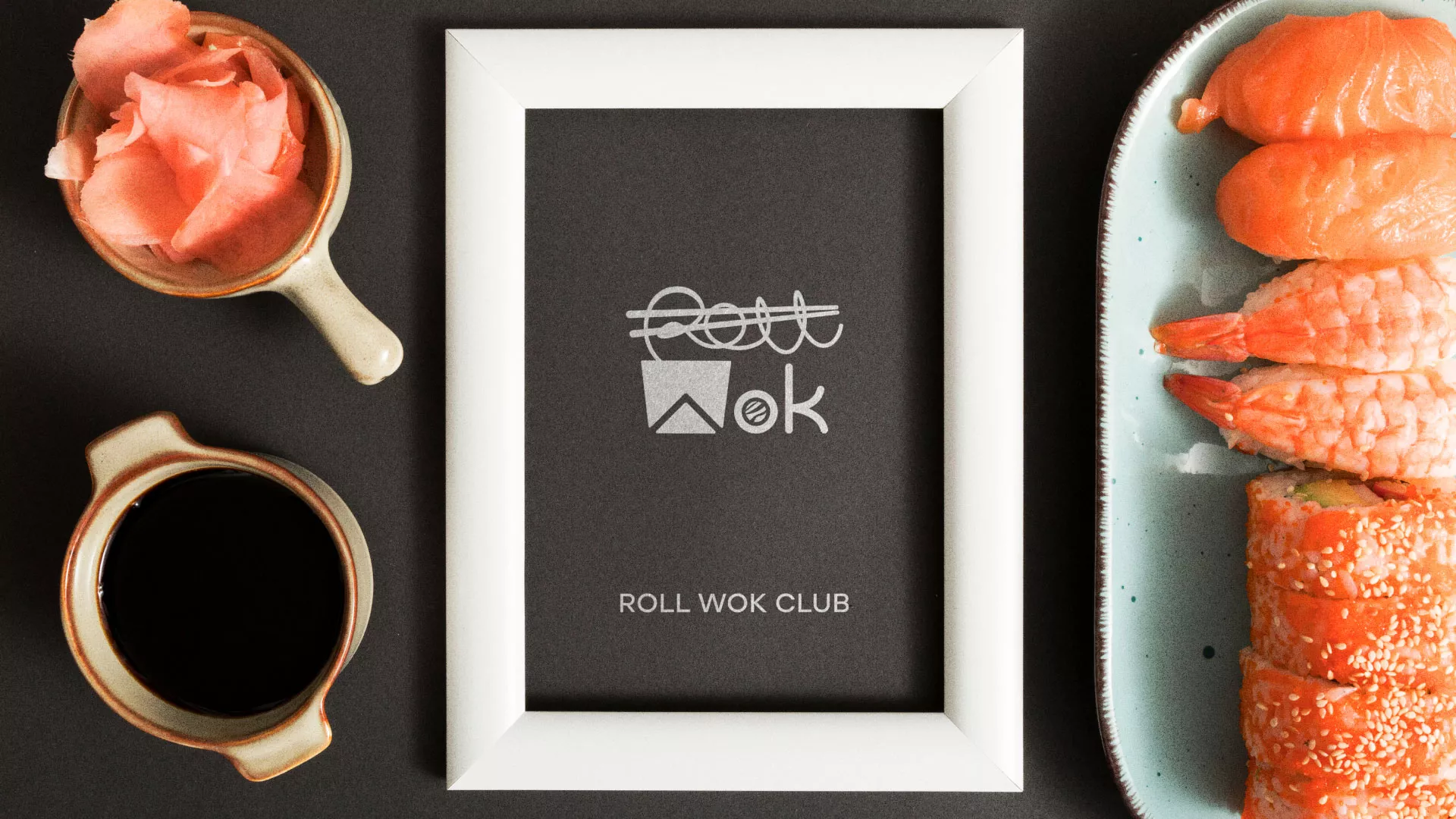 Разработка логотипа суши-бара «Roll Wok Club» в Искитиме